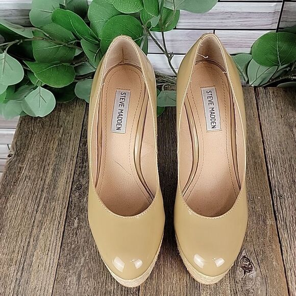 Steve Madden Marryy patent leather wedge espadrilles Size 9 - Picture 2 of 10